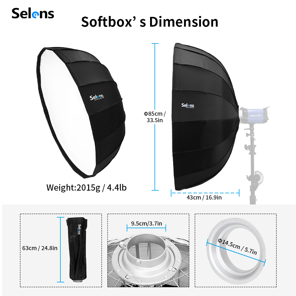 Selens 85cm Umbrella Radar Sof - Beauty Dish 55Cm 评论和价格