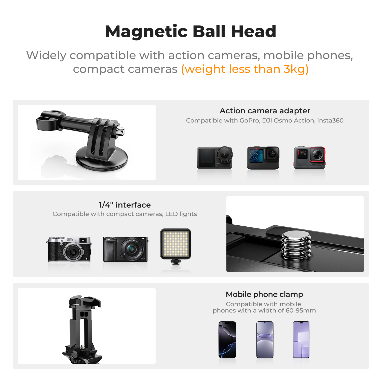 K&F CONCEPT Magnetic Camera Mo - Gopro Action Camera Hero 12 Black 评论和价格