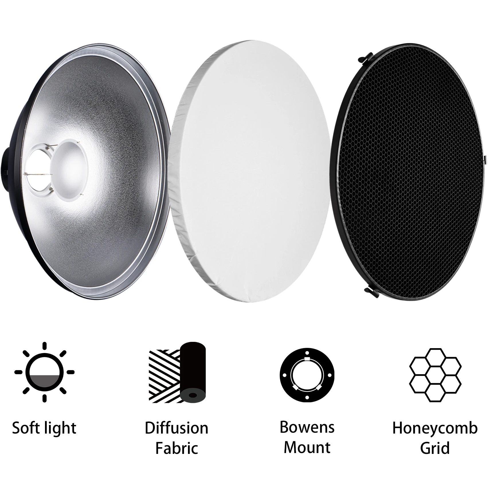 Selens 55cm Silver/White Inter - Beauty Dish 55Cm 评论和价格